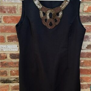 Ellen Tracy Black Embellished Sheath Mini Dress